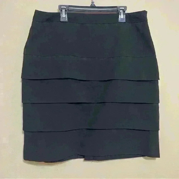 Larry Levine Skirt Womens Size 12 Stretch Layered Side Zip Kick Pleat - Picture 3 of 9